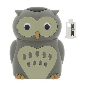 Owl Shaped Electric Pencil Sharpener Desktop Battery Operated in Grey